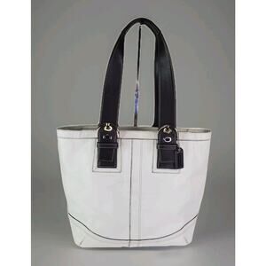Vtg Coach F11093 Medium Soho Brown/White Leather Shoulder Tote Bag Purse